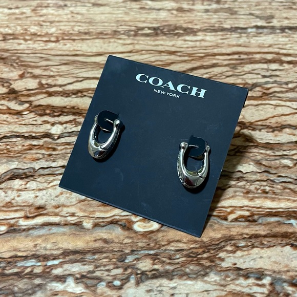 Coach Silver Signature C Huggie Hoop Earrings - Picture 3 of 5